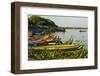 Myanmar. Mandalay. Amarapura. Taungthaman Lake. Colorful Boats-Inger Hogstrom-Framed Photographic Print