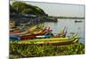 Myanmar. Mandalay. Amarapura. Taungthaman Lake. Colorful Boats-Inger Hogstrom-Mounted Photographic Print