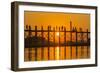 Myanmar. Mandalay. Amarapura. Tourists on the U Bein Bridge at Sunset-Inger Hogstrom-Framed Photographic Print