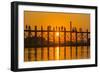 Myanmar. Mandalay. Amarapura. Tourists on the U Bein Bridge at Sunset-Inger Hogstrom-Framed Photographic Print