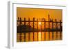 Myanmar. Mandalay. Amarapura. Tourists on the U Bein Bridge at Sunset-Inger Hogstrom-Framed Photographic Print