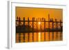 Myanmar. Mandalay. Amarapura. Tourists on the U Bein Bridge at Sunset-Inger Hogstrom-Framed Photographic Print