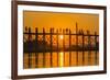 Myanmar. Mandalay. Amarapura. Tourists on the U Bein Bridge at Sunset-Inger Hogstrom-Framed Photographic Print