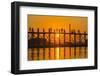 Myanmar. Mandalay. Amarapura. Tourists on the U Bein Bridge at Sunset-Inger Hogstrom-Framed Photographic Print