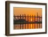 Myanmar. Mandalay. Amarapura. Tourists on the U Bein Bridge at Sunset-Inger Hogstrom-Framed Photographic Print