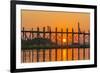 Myanmar. Mandalay. Amarapura. Tourists on the U Bein Bridge at Sunset-Inger Hogstrom-Framed Photographic Print