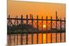 Myanmar. Mandalay. Amarapura. Tourists on the U Bein Bridge at Sunset-Inger Hogstrom-Mounted Photographic Print