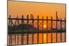 Myanmar. Mandalay. Amarapura. Tourists on the U Bein Bridge at Sunset-Inger Hogstrom-Mounted Photographic Print