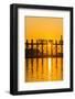 Myanmar. Mandalay. Amarapura. Tourists on the U Bein Bridge at Sunset-Inger Hogstrom-Framed Photographic Print