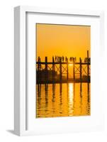 Myanmar. Mandalay. Amarapura. Tourists on the U Bein Bridge at Sunset-Inger Hogstrom-Framed Photographic Print