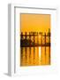 Myanmar. Mandalay. Amarapura. Tourists on the U Bein Bridge at Sunset-Inger Hogstrom-Framed Photographic Print