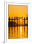 Myanmar. Mandalay. Amarapura. Tourists on the U Bein Bridge at Sunset-Inger Hogstrom-Framed Photographic Print