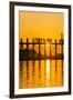 Myanmar. Mandalay. Amarapura. Tourists on the U Bein Bridge at Sunset-Inger Hogstrom-Framed Photographic Print