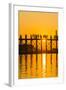 Myanmar. Mandalay. Amarapura. Tourists on the U Bein Bridge at Sunset-Inger Hogstrom-Framed Photographic Print