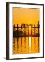 Myanmar. Mandalay. Amarapura. Tourists on the U Bein Bridge at Sunset-Inger Hogstrom-Framed Photographic Print