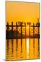 Myanmar. Mandalay. Amarapura. Tourists on the U Bein Bridge at Sunset-Inger Hogstrom-Mounted Photographic Print