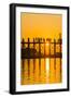 Myanmar. Mandalay. Amarapura. Tourists on the U Bein Bridge at Sunset-Inger Hogstrom-Framed Photographic Print