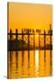 Myanmar. Mandalay. Amarapura. Tourists on the U Bein Bridge at Sunset-Inger Hogstrom-Stretched Canvas