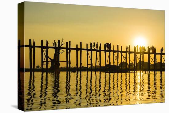 Myanmar. Mandalay. Amarapura. U-Bein Bridge at Sunset-Inger Hogstrom-Stretched Canvas
