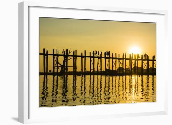 Myanmar. Mandalay. Amarapura. U-Bein Bridge at Sunset-Inger Hogstrom-Framed Photographic Print