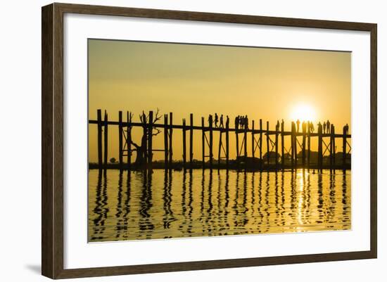 Myanmar. Mandalay. Amarapura. U-Bein Bridge at Sunset-Inger Hogstrom-Framed Photographic Print