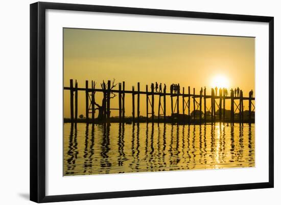 Myanmar. Mandalay. Amarapura. U-Bein Bridge at Sunset-Inger Hogstrom-Framed Photographic Print