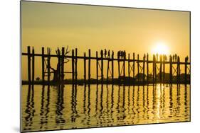 Myanmar. Mandalay. Amarapura. U-Bein Bridge at Sunset-Inger Hogstrom-Mounted Photographic Print