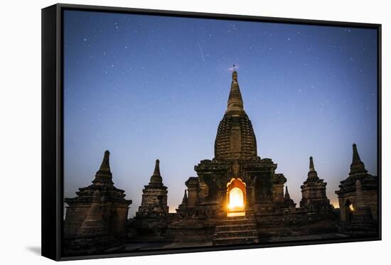 Myanmar, Mandalay Division, Bagan. Buddhist Pagoda at Night under Starry Sky-Matteo Colombo-Framed Stretched Canvas