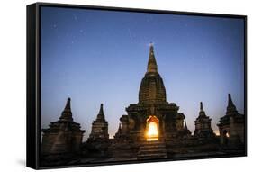 Myanmar, Mandalay Division, Bagan. Buddhist Pagoda at Night under Starry Sky-Matteo Colombo-Framed Stretched Canvas