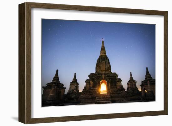 Myanmar, Mandalay Division, Bagan. Buddhist Pagoda at Night under Starry Sky-Matteo Colombo-Framed Photographic Print