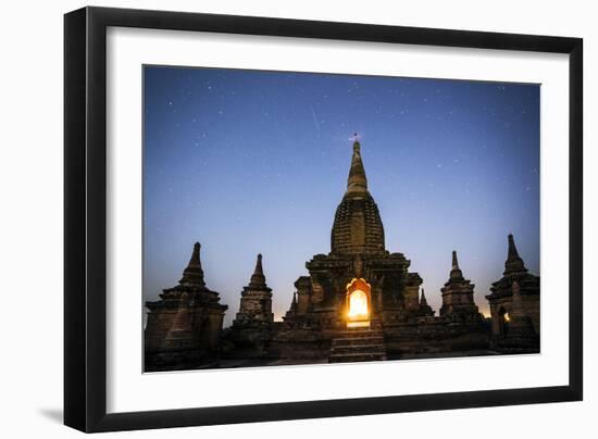 Myanmar, Mandalay Division, Bagan. Buddhist Pagoda at Night under Starry Sky-Matteo Colombo-Framed Photographic Print