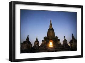 Myanmar, Mandalay Division, Bagan. Buddhist Pagoda at Night under Starry Sky-Matteo Colombo-Framed Photographic Print