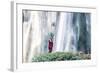 Myanmar, Mandalay Division, Pyin Oo Lwin. Burmese Monk Praying under Dattawgyaik Waterfall (Mr)-Matteo Colombo-Framed Photographic Print