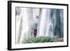 Myanmar, Mandalay Division, Pyin Oo Lwin. Burmese Monk Praying under Dattawgyaik Waterfall (Mr)-Matteo Colombo-Framed Photographic Print