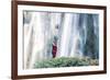 Myanmar, Mandalay Division, Pyin Oo Lwin. Burmese Monk Praying under Dattawgyaik Waterfall (Mr)-Matteo Colombo-Framed Photographic Print