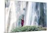 Myanmar, Mandalay Division, Pyin Oo Lwin. Burmese Monk Praying under Dattawgyaik Waterfall (Mr)-Matteo Colombo-Mounted Photographic Print