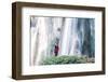 Myanmar, Mandalay Division, Pyin Oo Lwin. Burmese Monk Praying under Dattawgyaik Waterfall (Mr)-Matteo Colombo-Framed Photographic Print