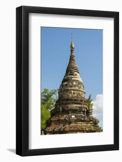 Myanmar. Mandalay. Inwa. Red Brick Stupa-Inger Hogstrom-Framed Photographic Print