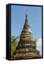 Myanmar. Mandalay. Inwa. Red Brick Stupa-Inger Hogstrom-Framed Stretched Canvas