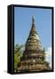 Myanmar. Mandalay. Inwa. Red Brick Stupa-Inger Hogstrom-Framed Stretched Canvas