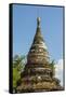 Myanmar. Mandalay. Inwa. Red Brick Stupa-Inger Hogstrom-Framed Stretched Canvas