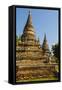 Myanmar. Mandalay. Inwa. Red Brick Stupa-Inger Hogstrom-Framed Stretched Canvas