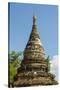 Myanmar. Mandalay. Inwa. Red Brick Stupa-Inger Hogstrom-Stretched Canvas