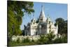 Myanmar. Mandalay. Inwa. White Temple Surrounded by Greenery-Inger Hogstrom-Stretched Canvas