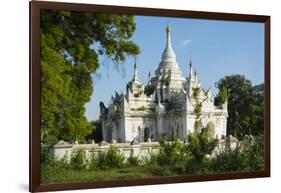 Myanmar. Mandalay. Inwa. White Temple Surrounded by Greenery-Inger Hogstrom-Framed Photographic Print