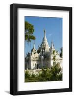 Myanmar. Mandalay. Inwa. White Temple Surrounded by Greenery-Inger Hogstrom-Framed Photographic Print