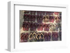 Myanmar. Mandalay. Maha Aung Myae Bone San Monastery. Lines of Shoes-Inger Hogstrom-Framed Photographic Print