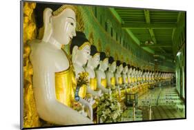 Myanmar. Mandalay. Sagaing Hill. Thirty Caves Temple. Row of Buddhas-Inger Hogstrom-Mounted Photographic Print