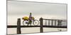 Myanmar, Mandalay. Woman Walks Her Flower-Laden Bicycle across U Bein Bridge-Brenda Tharp-Mounted Photographic Print