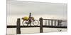 Myanmar, Mandalay. Woman Walks Her Flower-Laden Bicycle across U Bein Bridge-Brenda Tharp-Mounted Photographic Print